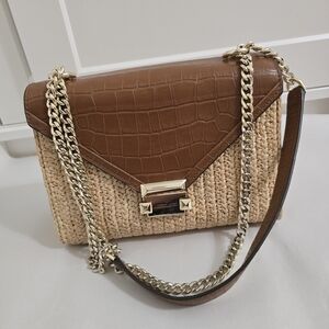 Michael Kors Whitney Raffia and Leather Convertible